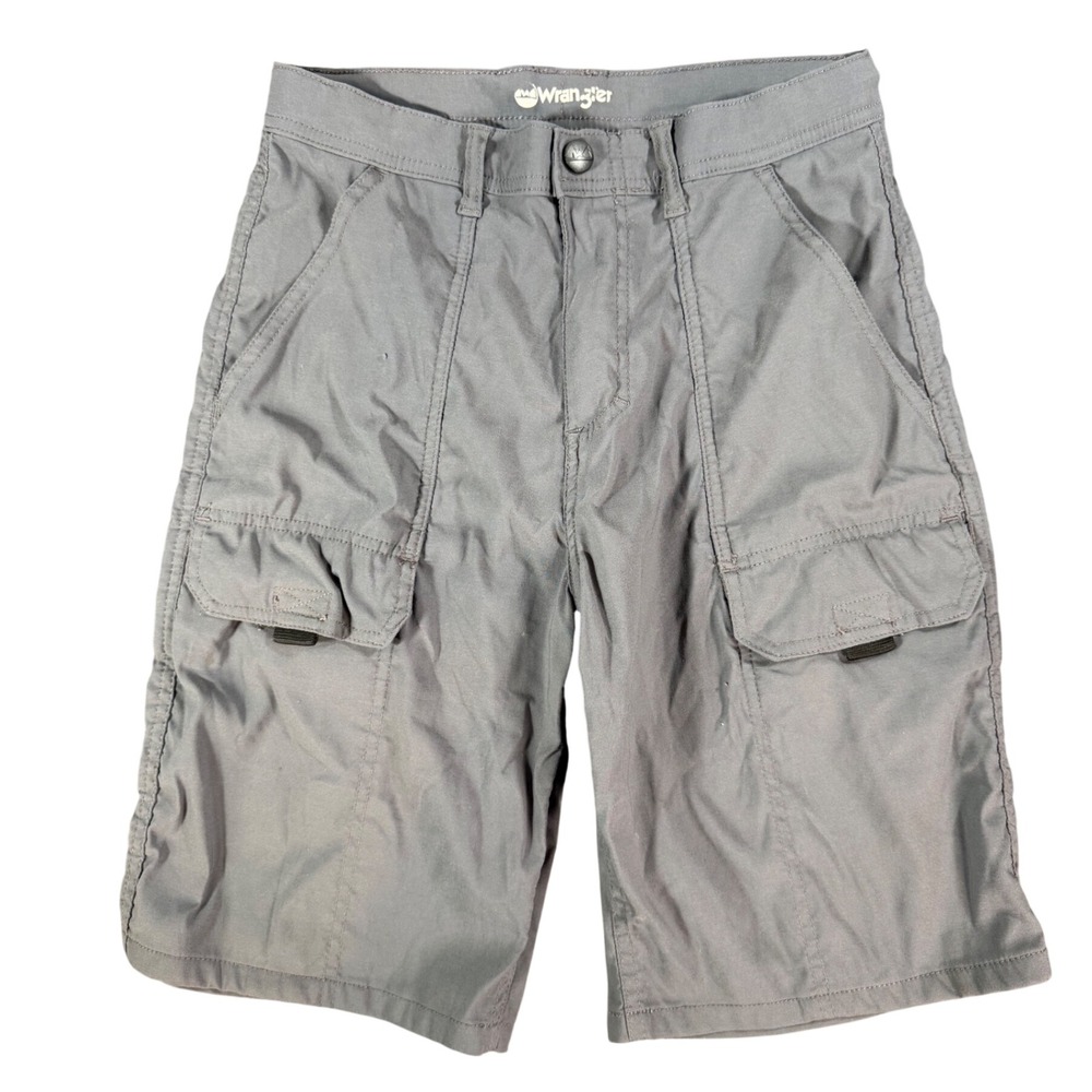 Wrangler Outdoor Kids Gray Cargo Shorts Size 14 Regular Stretch Hiking